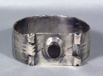 Silver bracelet with inset cabochon garnet, from the Aesica Hoard, Great Chesters, mid 1st to early 2nd century AD